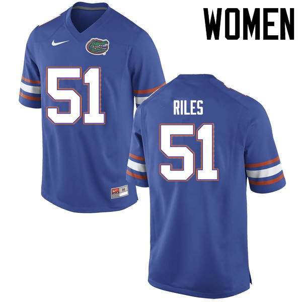 NCAA Florida Gators Antonio Riles Women's #51 Nike Blue Stitched Authentic College Football Jersey NDF0464CR